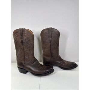 Lucchese‎ Classic's Mens Handmade Pointed Toe Brown Leather Boots Size 9E Silver